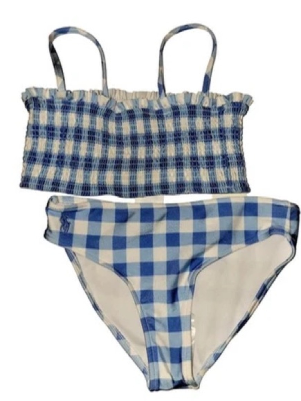 Ralph Lauren Girls Blue and White Gingham Swim Set - Brand Unspecified 7Y